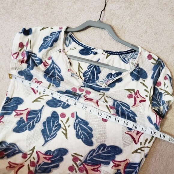 White Stuff UK Leaf Motif Bold Maximalist Boho Printed Henley Tee S - Picture 5 of 7